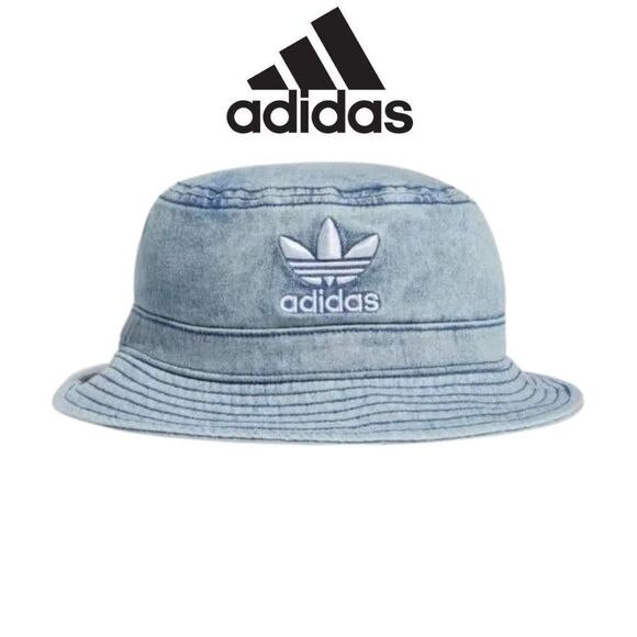 🆕️Adidas denim trefoil stonewashed classic Logo Bucket Hat OS - Picture 1 of 14